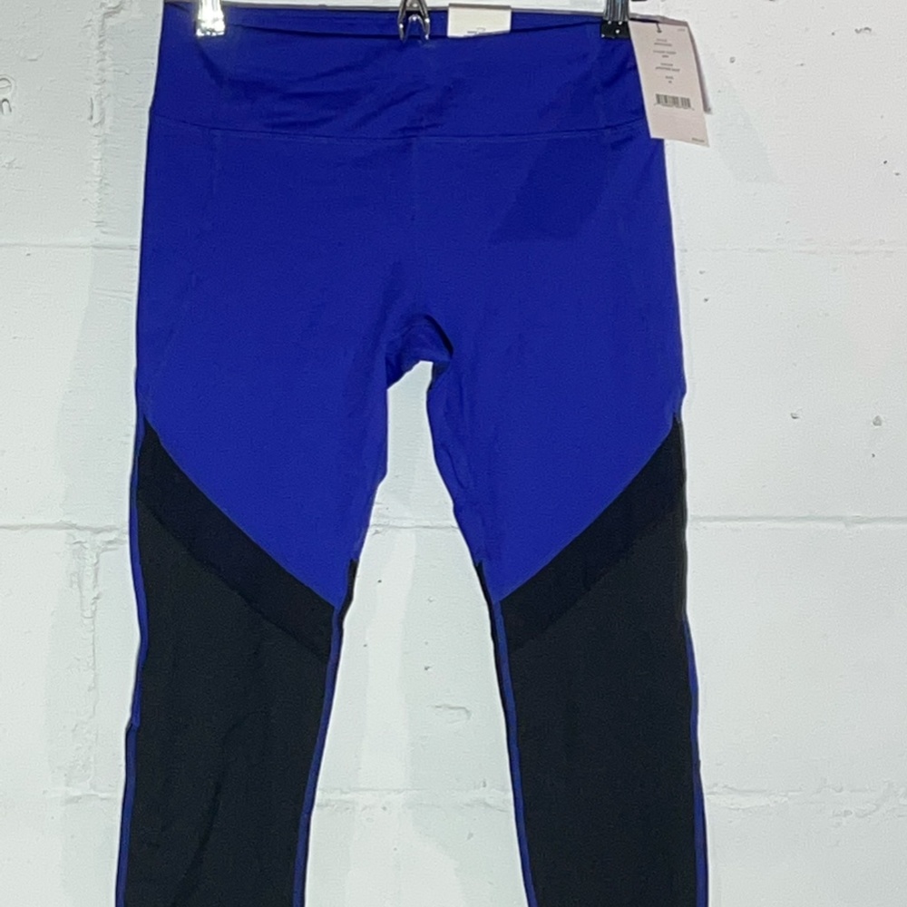 NWT DKNY Royal Blue Workout Capri with Black Mesh